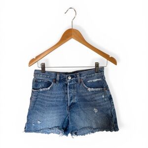 Abercrombie & Fitch Distressed Denim Shorts Size 26/2 | High Rise | Frayed Hem